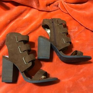 Brown heel sandals